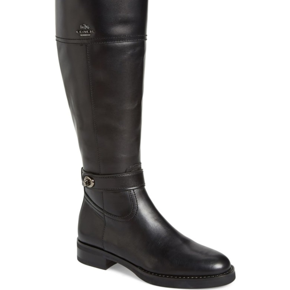 Coach Eva Extended Calf Black leather riding boot